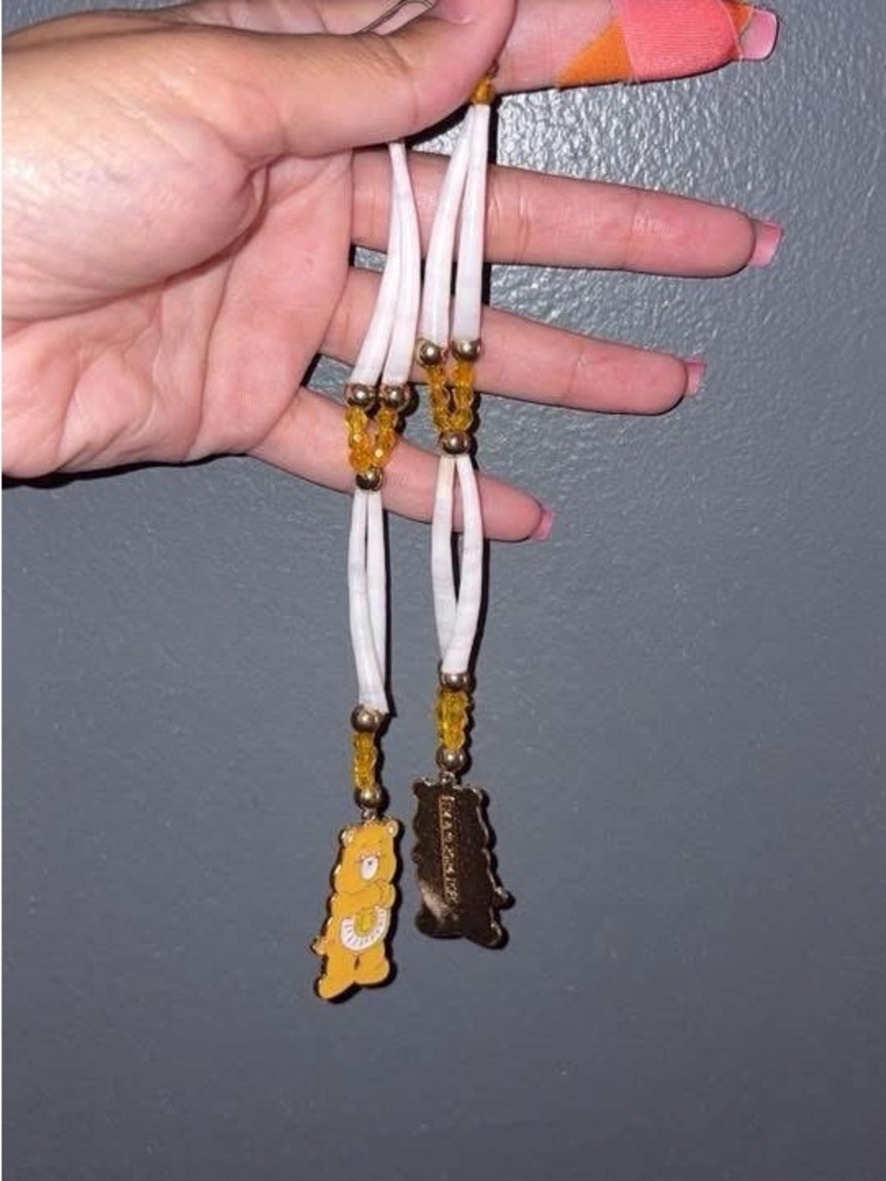 Care Bears Yellow Charm Dentallium Earrings - Gold & Yellow Beads
